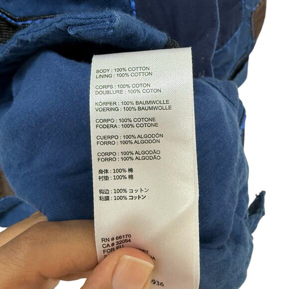 Urban Outfitters Mens Button Up Shirt Blue Patchwork Long Sleeve Size Medium - Picture 5 of 9